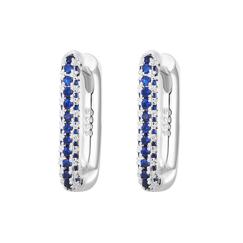 White Copper Oval Diamond Hoop Earrings