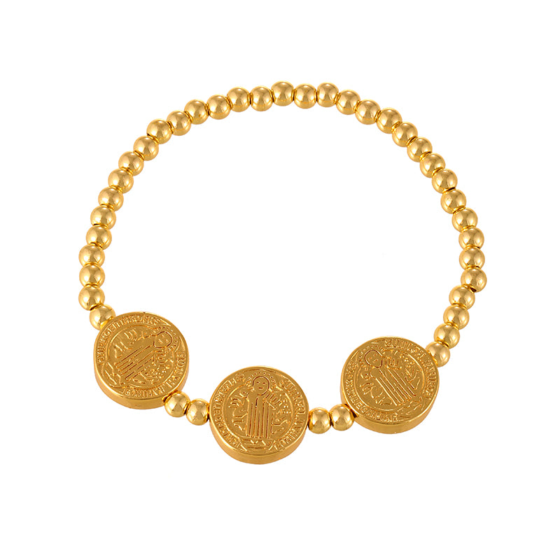 White Portrait Beaded Braided Tassel Bracelet