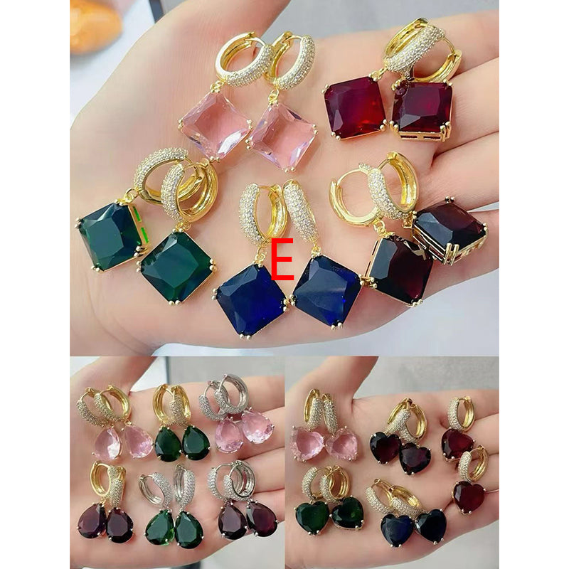 C Brass And Diamond-encrusted Square Hoop Earrings