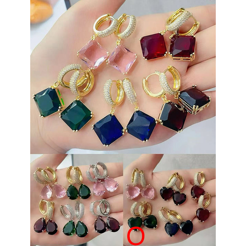 C Brass And Diamond-encrusted Square Hoop Earrings