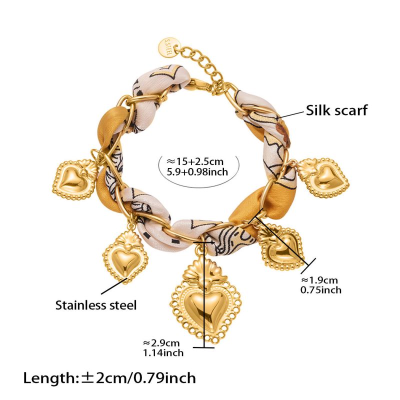 Necklace 2# Stainless Steel Heart Scarf Necklace