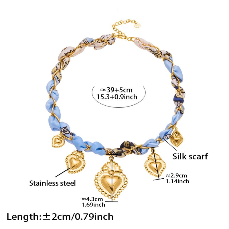Necklace 2# Stainless Steel Heart Scarf Necklace