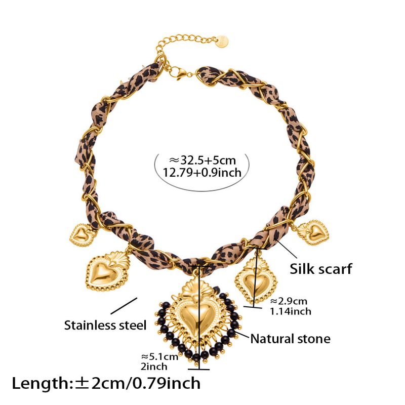 Necklace 2# Stainless Steel Heart Scarf Necklace