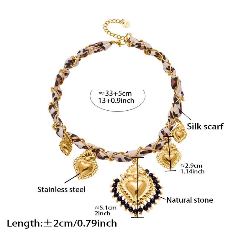 Necklace 2# Stainless Steel Heart Scarf Necklace
