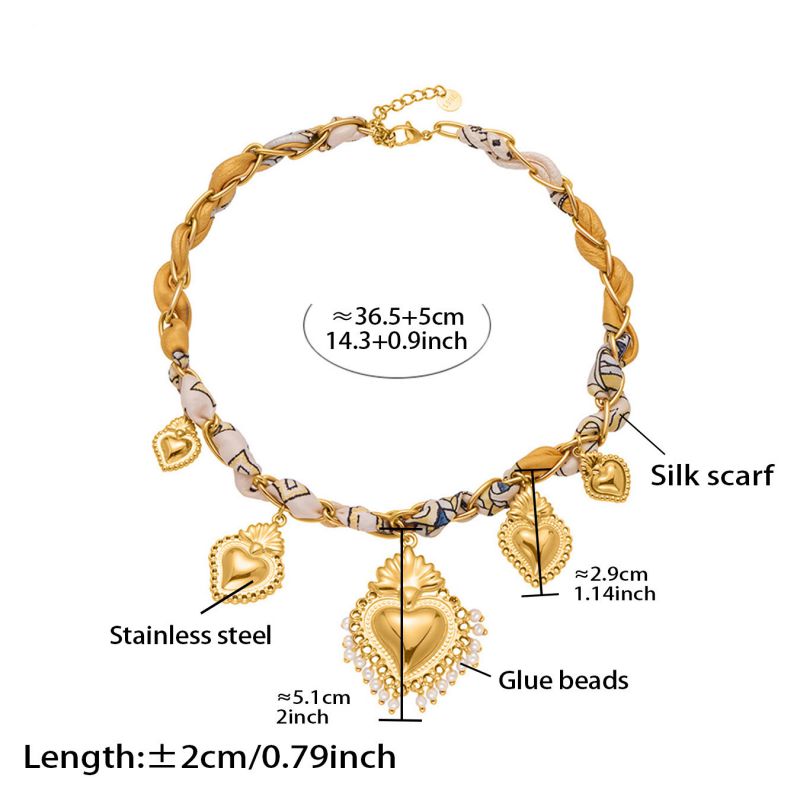 Necklace 2# Stainless Steel Heart Scarf Necklace
