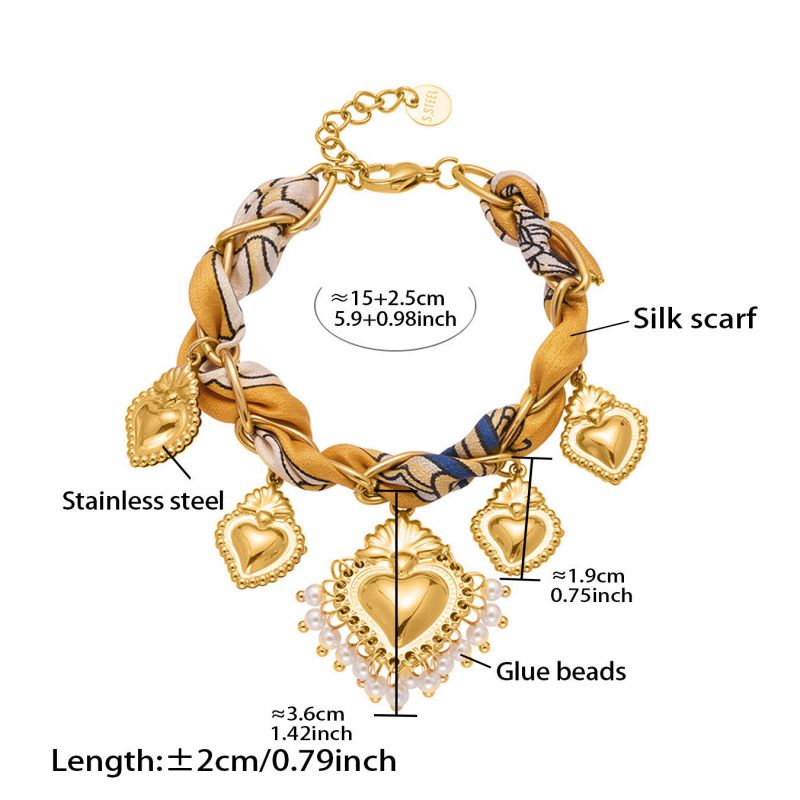 Necklace 2# Stainless Steel Heart Scarf Necklace