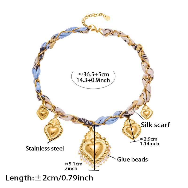 Necklace 2# Stainless Steel Heart Scarf Necklace