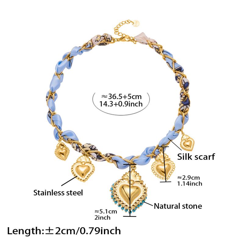 Necklace 2# Stainless Steel Heart Scarf Necklace