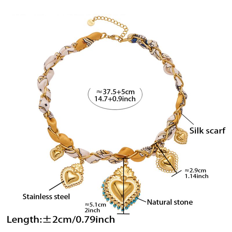Necklace 2# Stainless Steel Heart Scarf Necklace