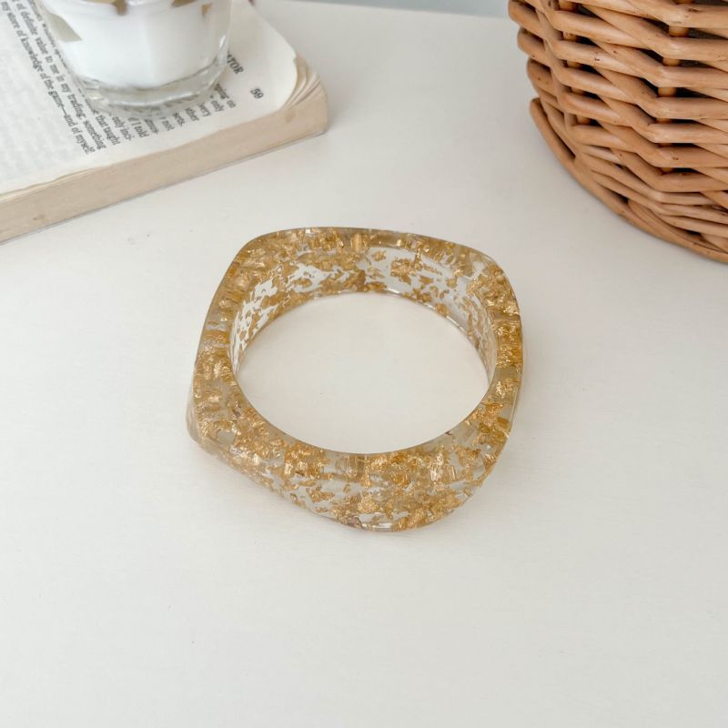Gold Leaf Color Resin Irregular Smudge Bracelet