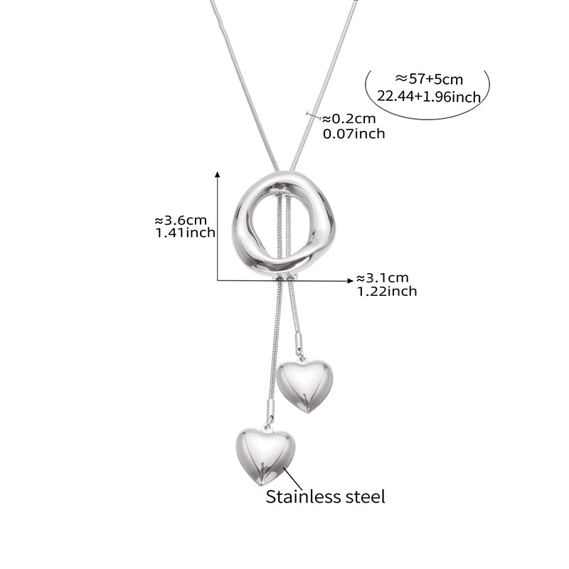 Gold Necklace 57+5cm Stainless Steel Heart Necklace