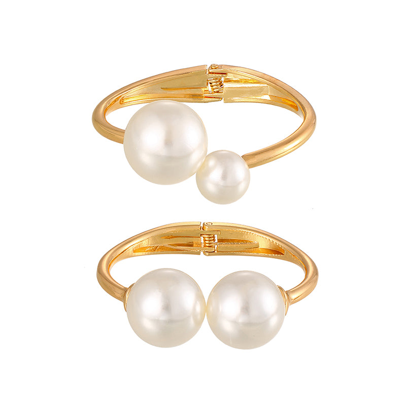 Gold 1 Alloy Pearl Open Bracelet