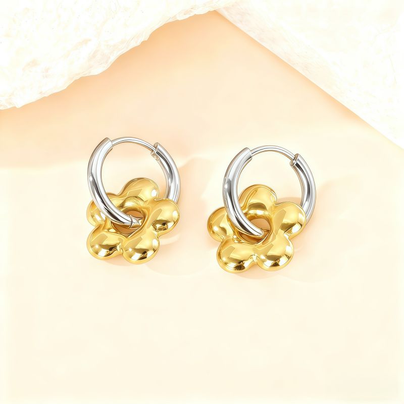 Love Silver Titanium Steel Heart Earrings