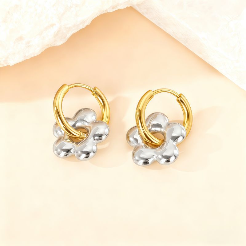 Love Silver Titanium Steel Heart Earrings