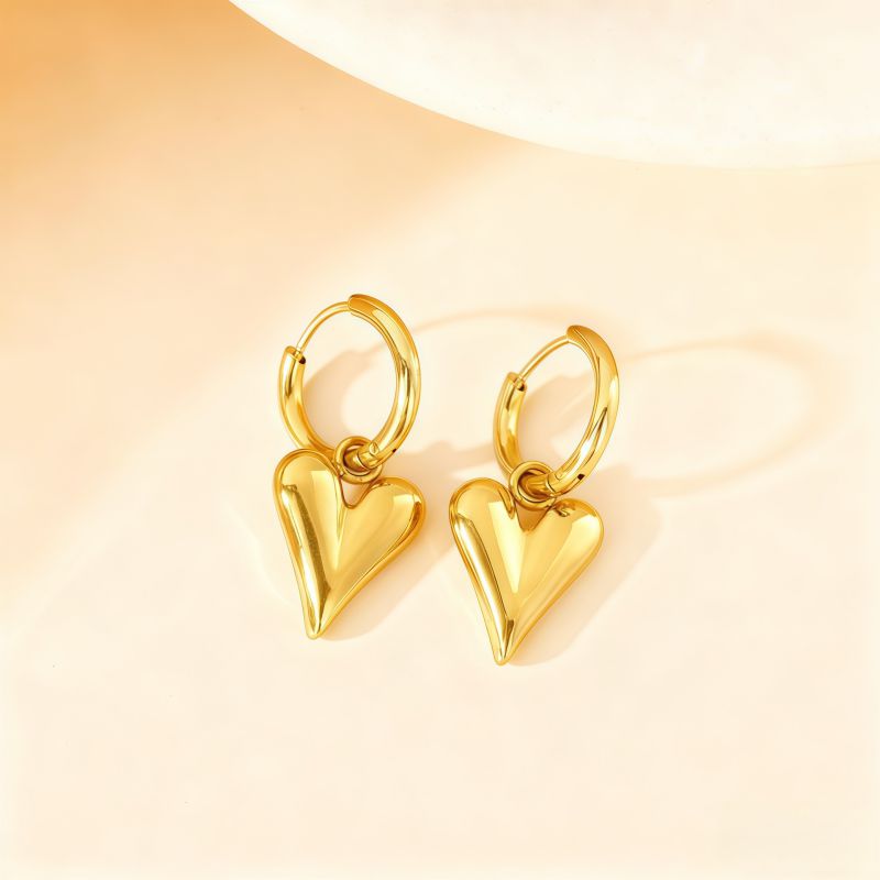 Love Silver Titanium Steel Heart Earrings