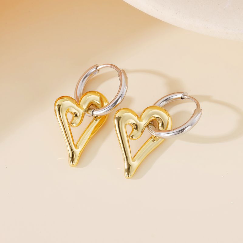 Love Silver Titanium Steel Heart Earrings