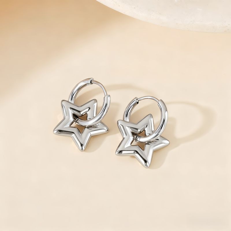 Love Silver Titanium Steel Heart Earrings