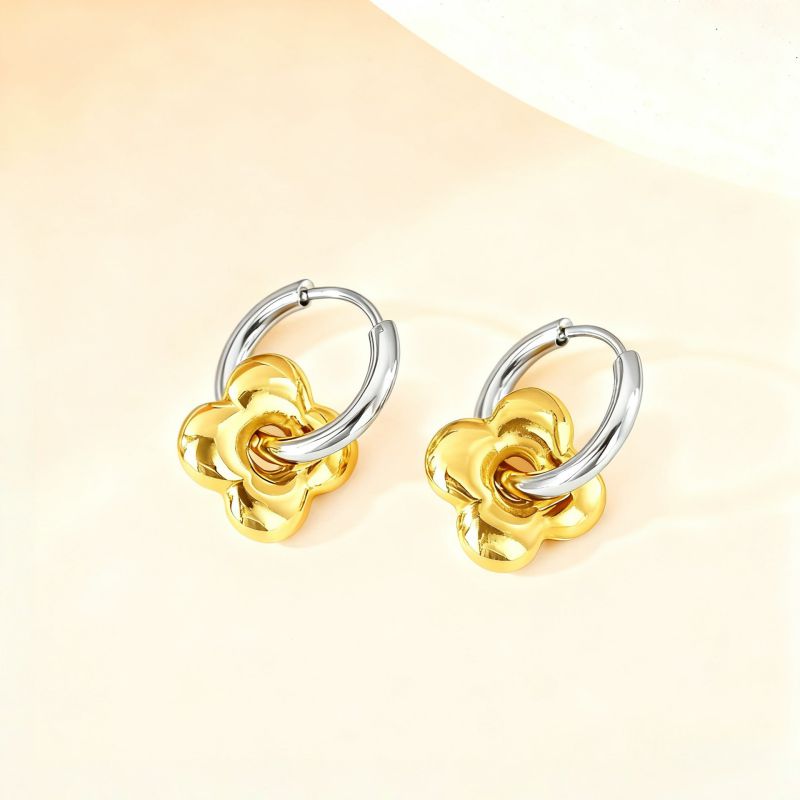 Love Silver Titanium Steel Heart Earrings