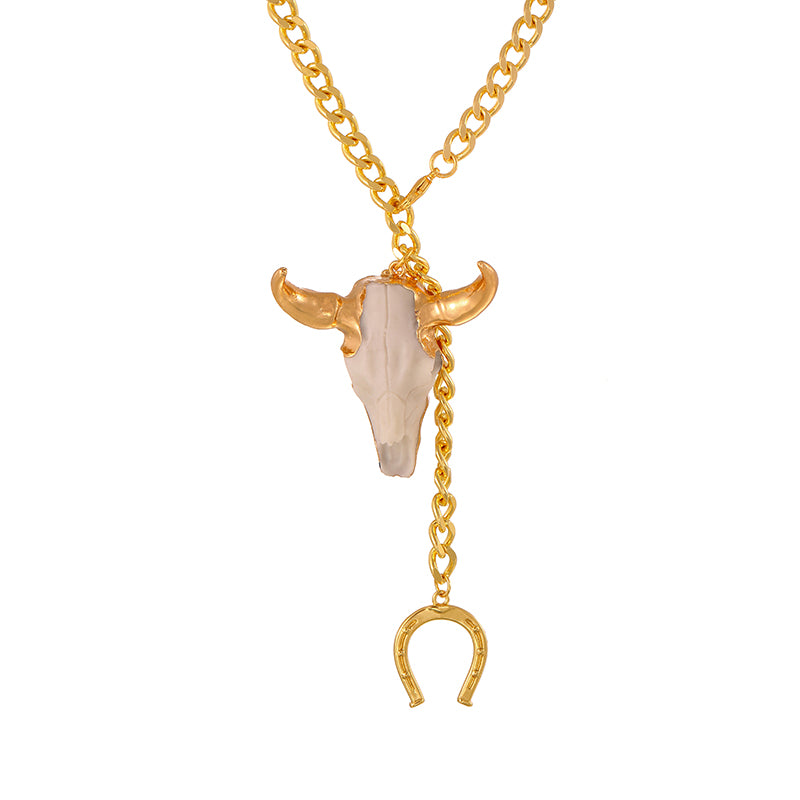 Gold Bull Head Chain Necklace