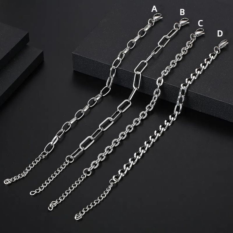 Type A Bracelet Length 19cm + 5cm Extension Chain Stainless Steel Chain Men's Bracelet