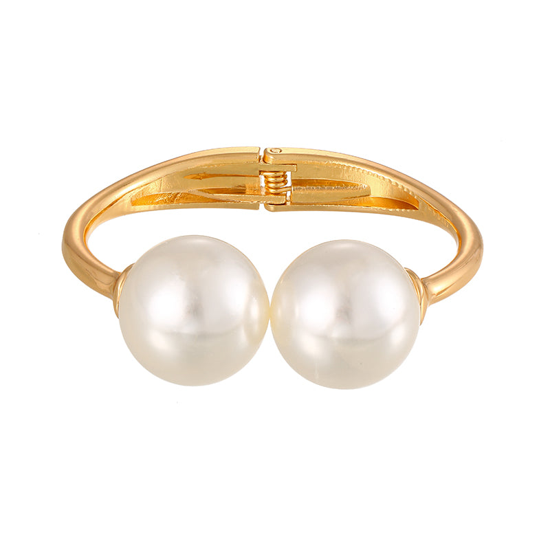 Gold 1 Alloy Pearl Open Bracelet