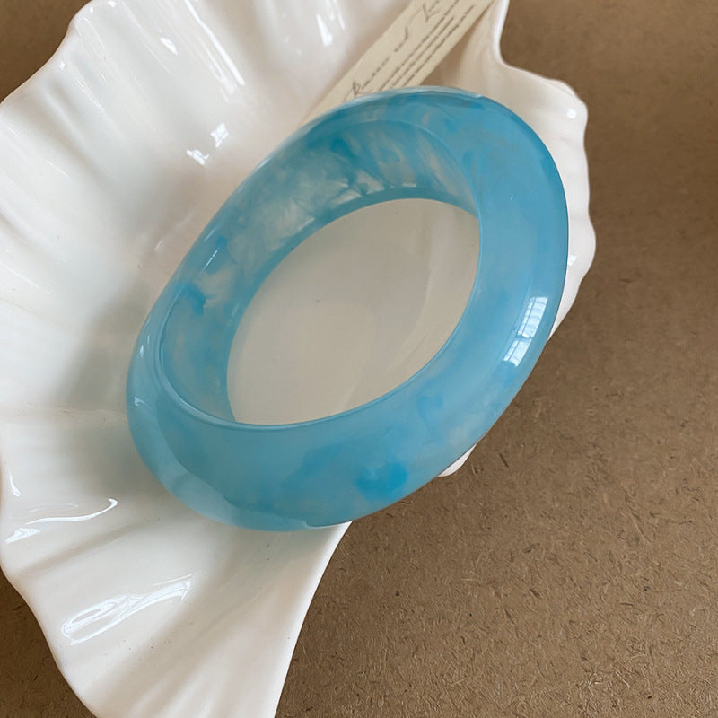 #4 Bracelet - Dark Blue Irregularly Patterned Resin Bracelet