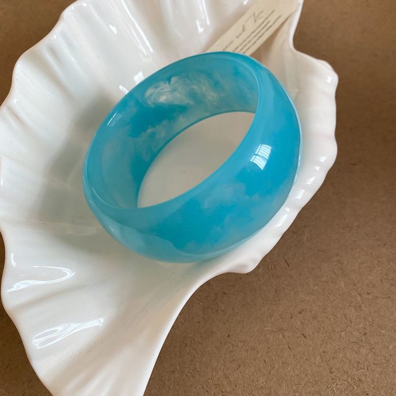 #4 Bracelet - Dark Blue Irregularly Patterned Resin Bracelet