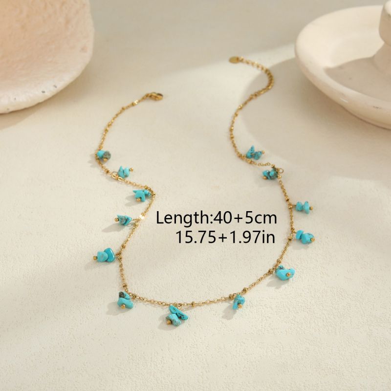 2 Turquoise Necklace Stainless Steel Turquoise Necklace