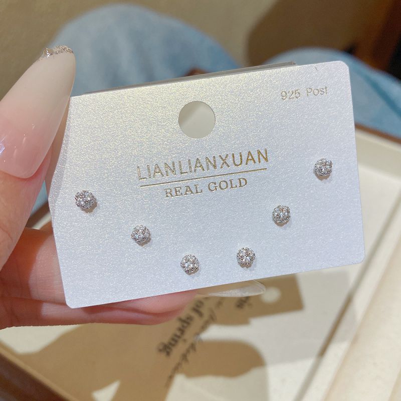 Set 3# Copper And Diamond Earring Set