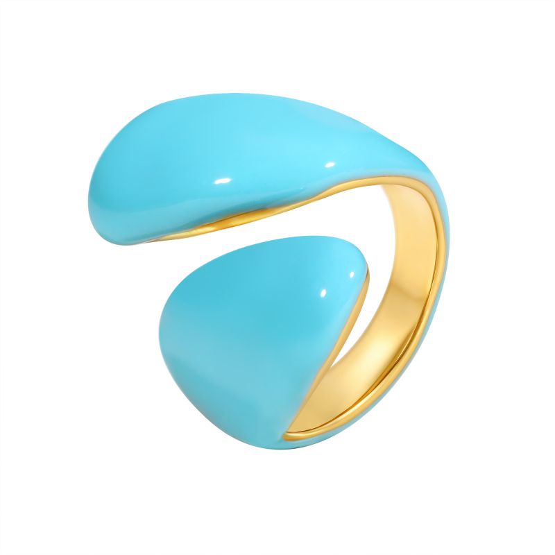 Blue Stainless Steel Curved Epoxy Round Ring