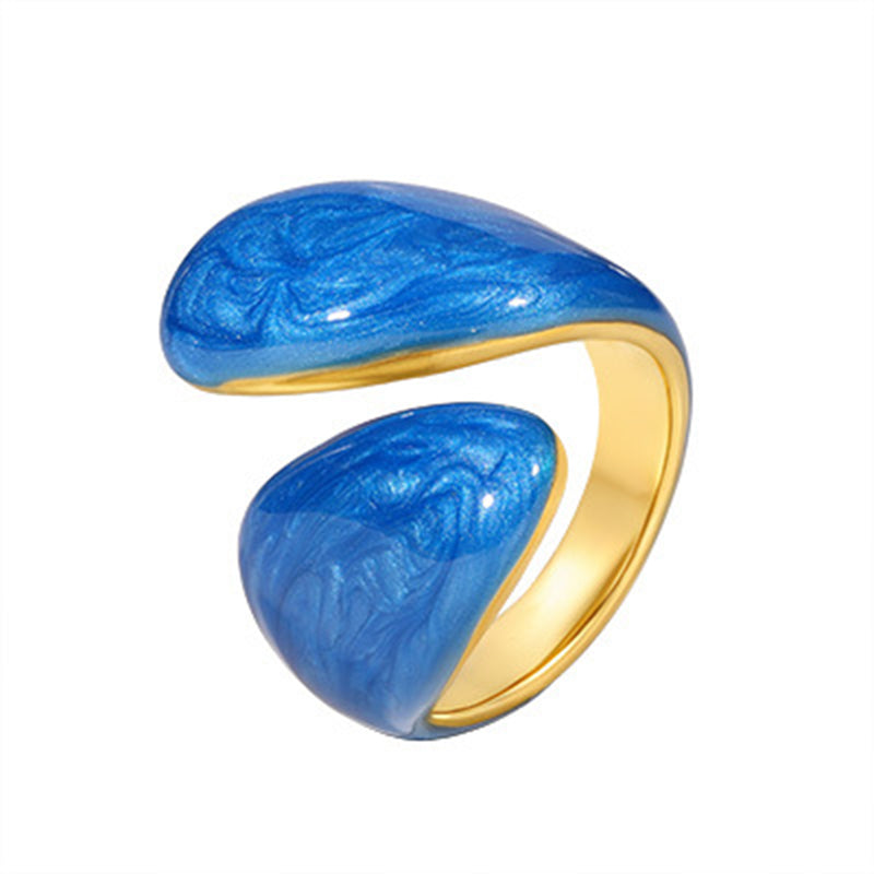 Blue Stainless Steel Curved Epoxy Round Ring