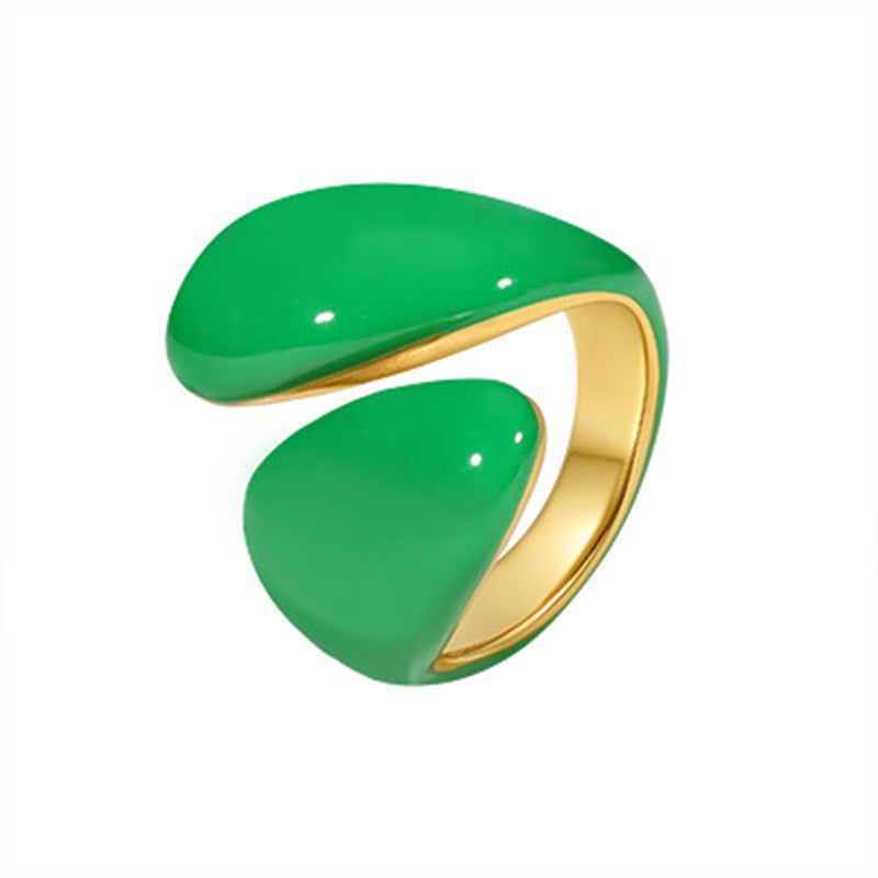 Blue Stainless Steel Curved Epoxy Round Ring