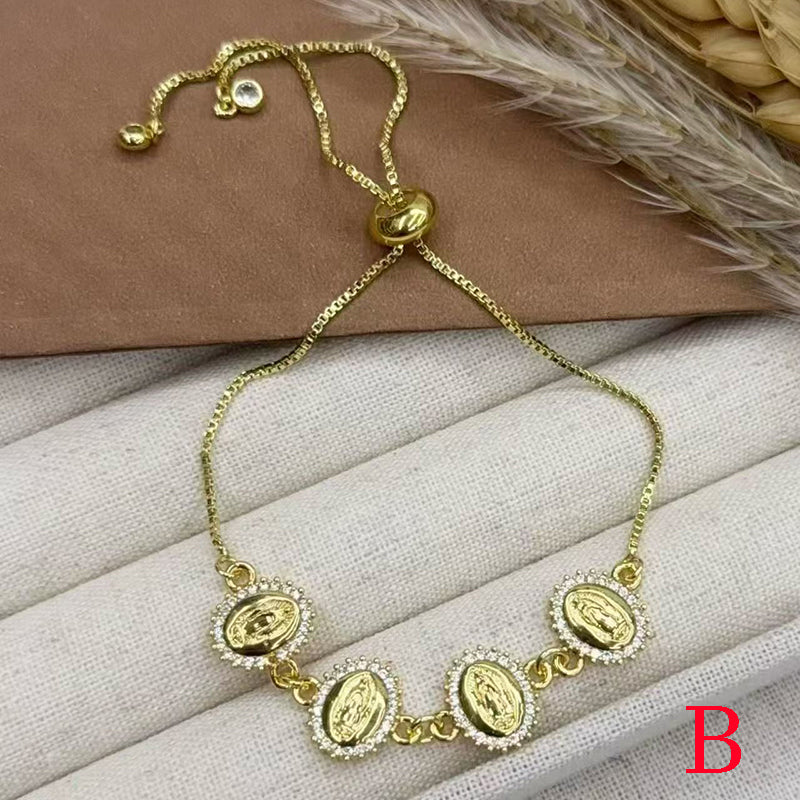 B Copper Diamond-encrusted Portrait Bracelet