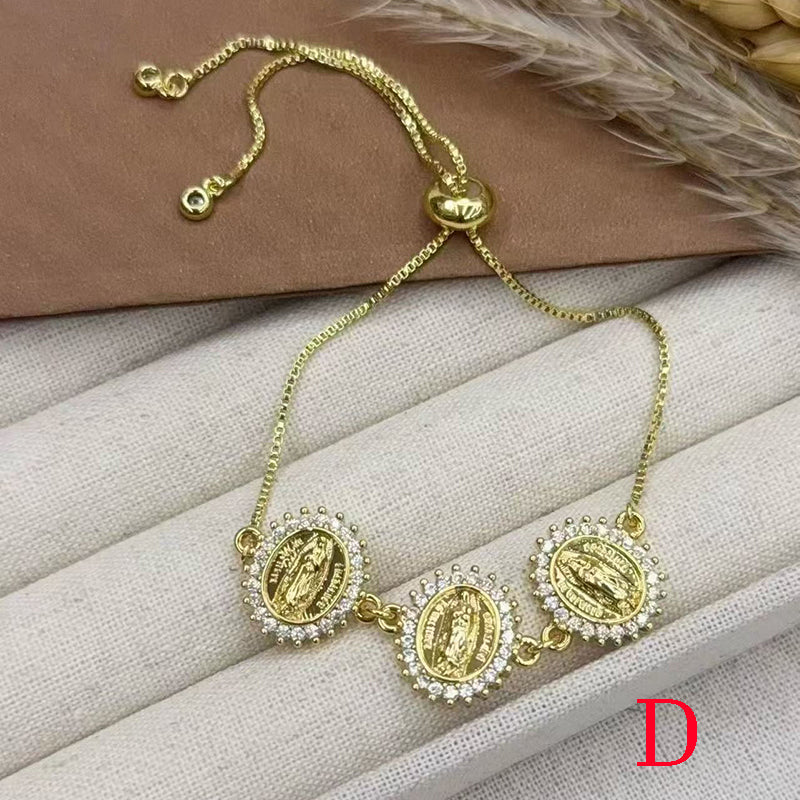 B Copper Diamond-encrusted Portrait Bracelet