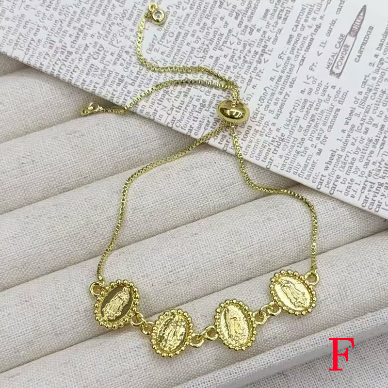 B Copper Diamond-encrusted Portrait Bracelet