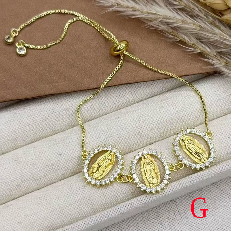 B Copper Diamond-encrusted Portrait Bracelet