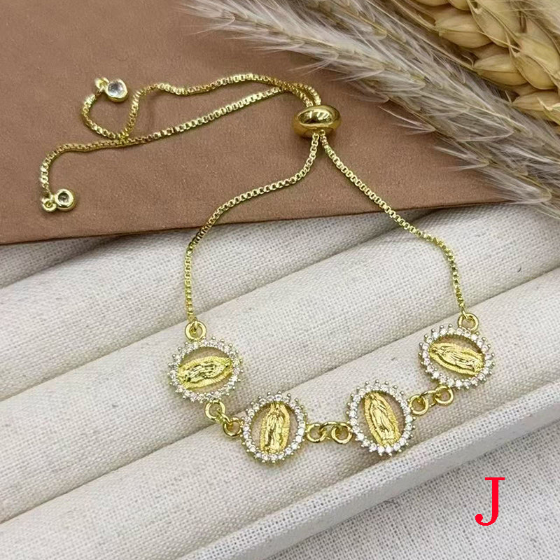 B Copper Diamond-encrusted Portrait Bracelet