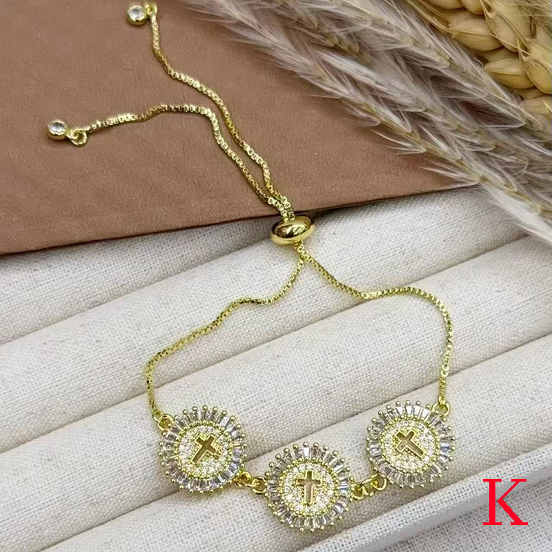 B Copper Diamond-encrusted Portrait Bracelet