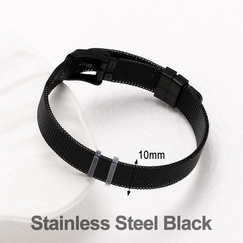 Stainless Steel White K Gold-plated Copper Watch Strap Bracelet