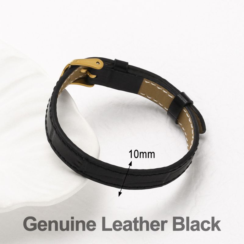 Black Belt Leather Round Bracelet