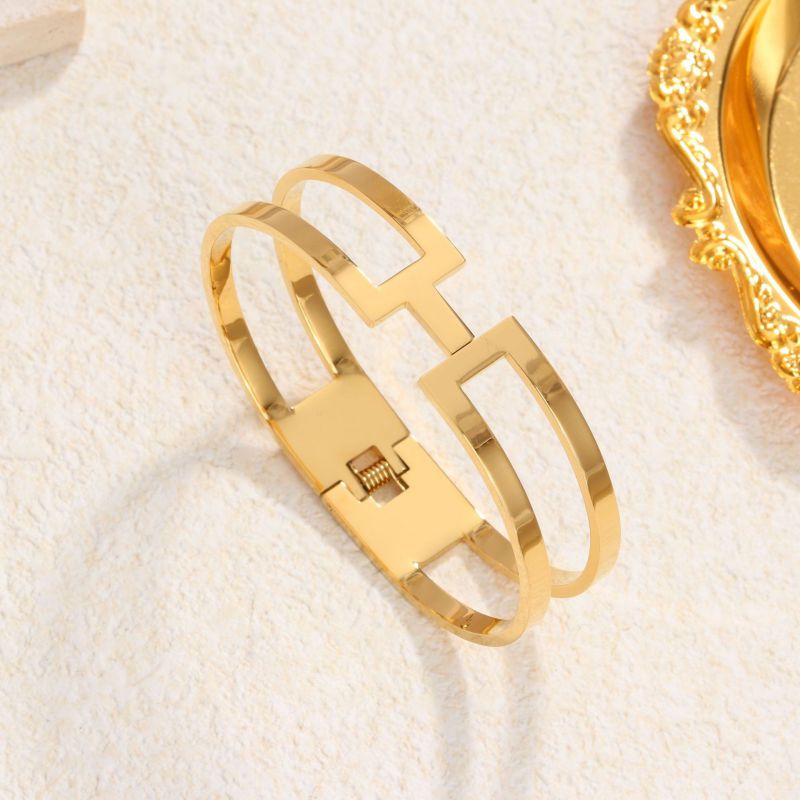 Gold Bracelet Titanium Steel Round Bracelet