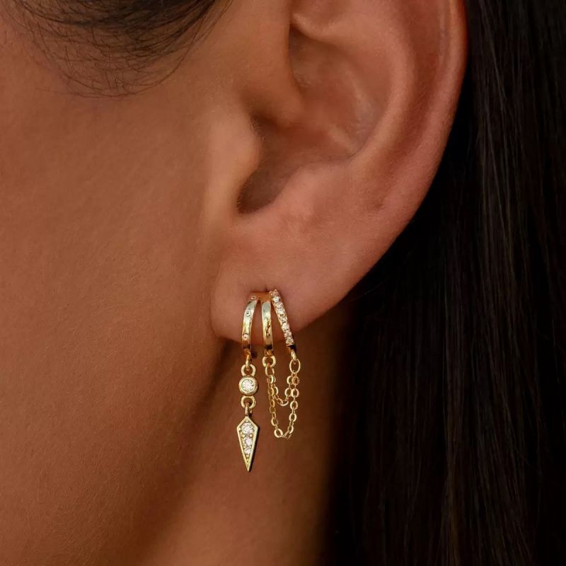 A Copper Diamond-encrusted Hoop Earrings