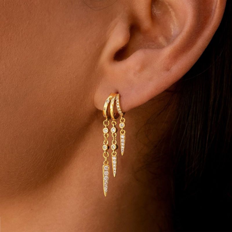 A Copper Diamond-encrusted Hoop Earrings