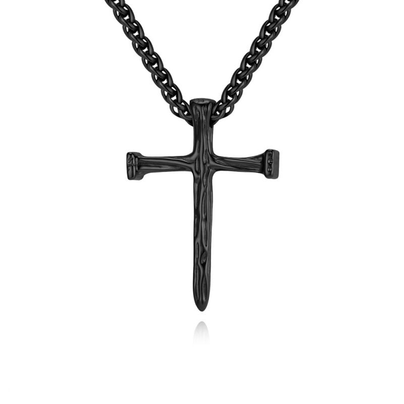 Steel Color + Pl002 Chain 3*60cm Stainless Steel Cross Men's Necklace
