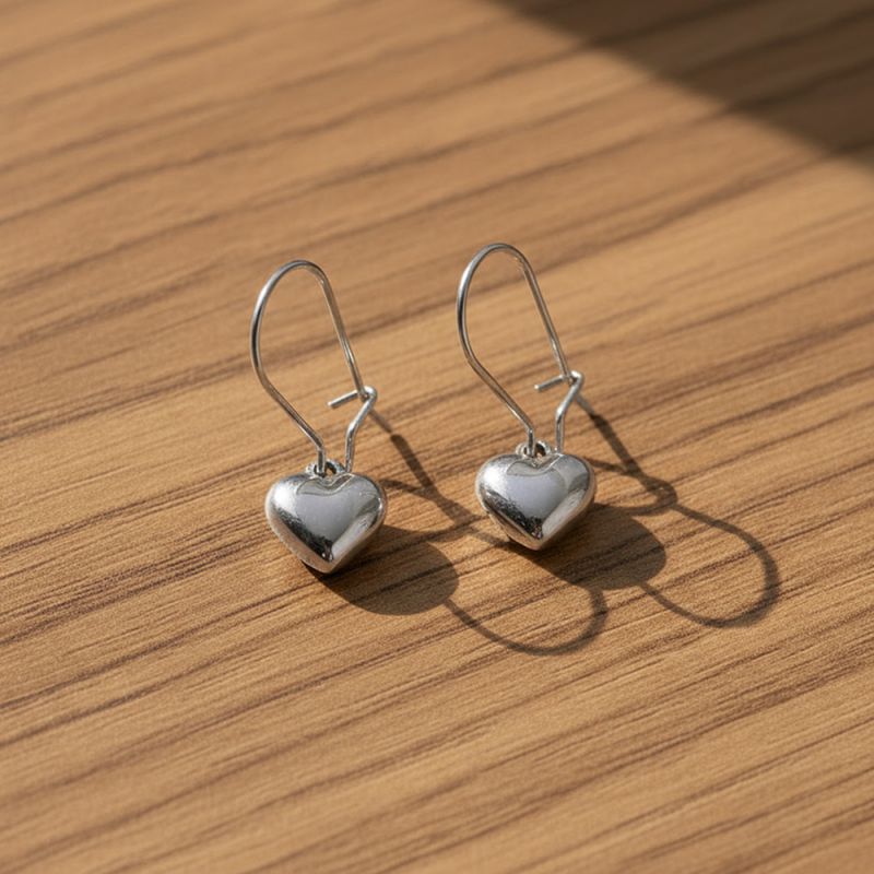 Gold Stainless Steel Heart-shaped Earrings