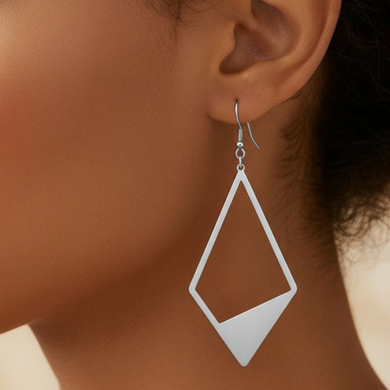 Gold Stainless Steel Geometric Openwork Irregular Earrings