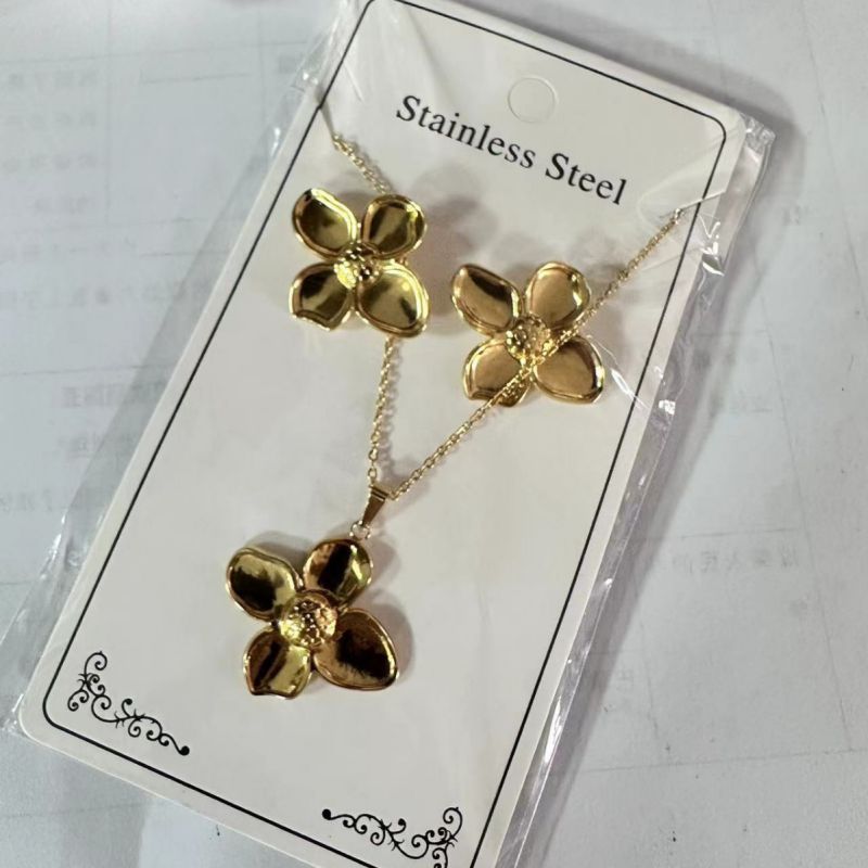 Teardrop Shape Stainless Steel Teardrop-shaped Necklace And Earring Set