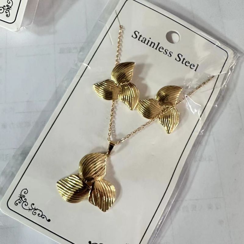 Teardrop Shape Stainless Steel Teardrop-shaped Necklace And Earring Set