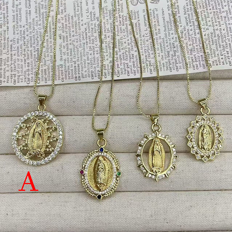 C Bronze And Diamond-encrusted Portrait Necklace