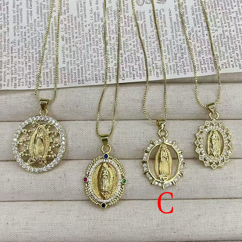 C Bronze And Diamond-encrusted Portrait Necklace